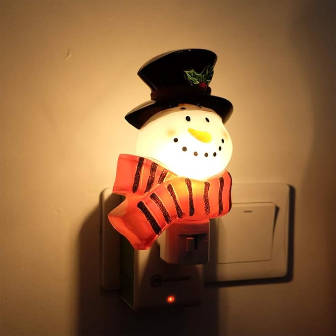 DRomance Christmas Decoration Night Light Plug in with Switch Manual On/Off, Nightlight for Kids Incandescent Bulb Included with 360 Degree Swivel Plug, Snowman Night Light Bedroom