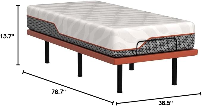ESHINE Adjustable Bed Frame + 14" Hybrid Mattress Twin XL, 3000 Series | Luxury Gel Memory Foam(319 Pocket Springs)with Massage, Wireless Remote, USB, Under Bed Night Light, Medium Soft