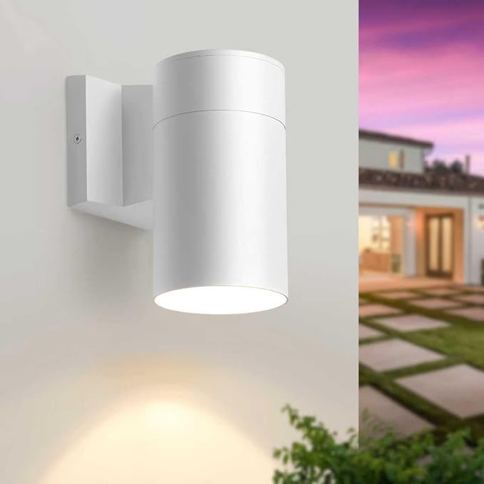 QQCherry Modern Outdoor Wall Light - Aluminum Outdoor Porch Sconce for House, Patio, Garage, Doorway & Entryway - Stylish Waterproof Exterior Lighting for Outside(White,E26)