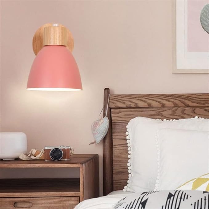 LED Indoor Wall Light, Wall Sconce Indoor Bedside Lamp Wall Wash Light Fixtures Wall Sconce Lamps E27 Wood Lamp Holder for Living Room Aisle Corridor Bedside Reading (Color : Yellow)