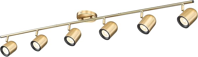 FEMILA 46.3" Track Lighting Fixtures Ceiling, Brass Gold Track Light Kit, 3000K Bulbs Included, 4FS78TL-6 BG