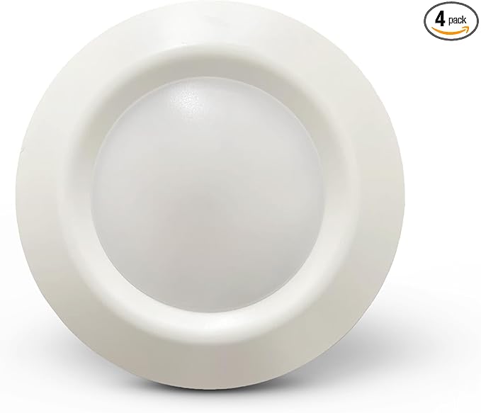 Sea Gull Lighting 14550S-15 Generation Lighting Traverse Lyte Round 6 in. 3000K, Canless Integrated LED Recessed Light, 925 Lumens, 90 CRI, T24 Complaint, Wet Rated in White Finish (4 Pack)