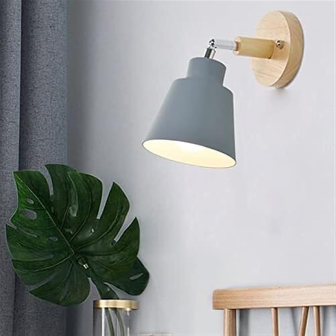 Nordic Minimalist Rotation Wall Lamp Wood Metal Plug in Wall Sconces W/Switch Wall Mounted Lighting Fixture for Kids Bedroom Bedside Reading Living Room Corridor Hotel (Color : Green, Size : 12cm*1