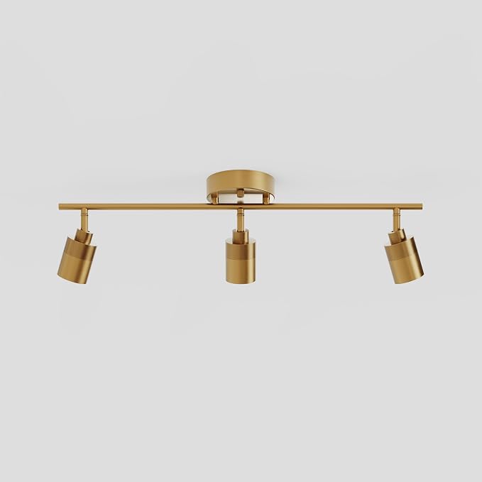 Shura Antique Brass 3-Light Track Light with Rotatable Heads, Integrated LED Bulbs, 2 ft. Track Lighting Kit, 3000k, 1470 Lumens
