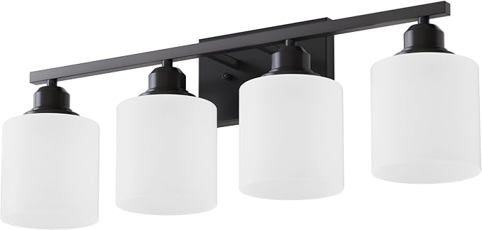 Vanity Light Fixtures, Matte Black, Over Mirror, Modern Bathroom Light, Anti-Rust Nickel Finished, 4-Light, E26 Standard Sockets, Easy Installation, 24 Months Replacement