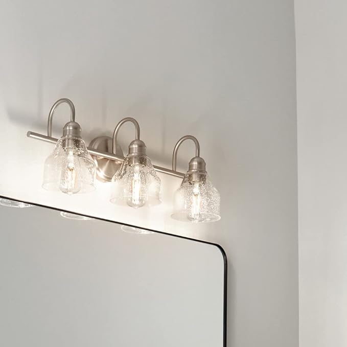 Kichler Lighting 45973NBR Avery - 3 Light Bath Vanity Approved for Damp Locations - with Vintage Industrial Inspirations - 9.25 inches Tall by 24 inches Wide, Finish Color: Natural Brass