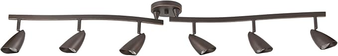 Globe Electric 59376 Grayson 6-Light Adjustable S-Shape Track Lighting, Bronze Color, Oil Rubbed Finish