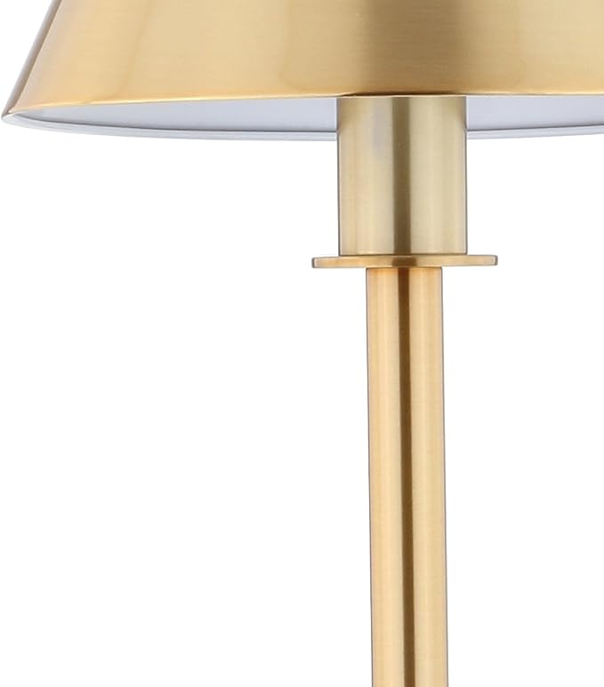 JONATHAN Y Roxy Slim Modern LED Table Lamp Metal 26", Brushed Brass Gold | Empire Shade, Nightstand Buffet Desk Lighting For Living Room Office, Rotary Socket Switch, Silk Cord, LED Bulb Included