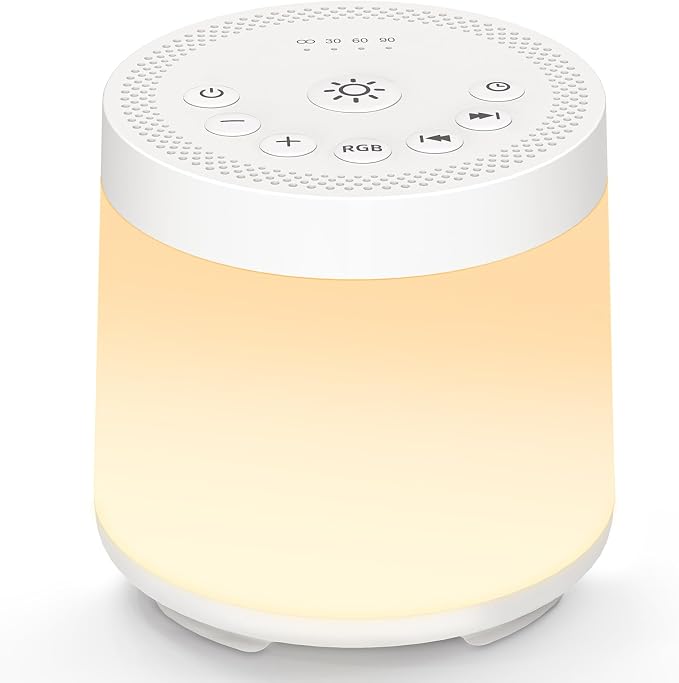 Rechargeable Nursery Night Light Sound White Noise Machine for Baby Kids Adults with Hushing Sounds 30 Sleeping Sounds 12 Colors Night Light 4 Timers Memory Function for Home Breastfeeding Camping