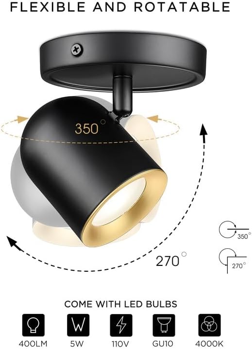 FEMILA 31" Adjustable LED Track Light, 4000K Modern Black Ceiling Track Lighting Fixture, 350 Rotatable, 4FS78TL-4 BK