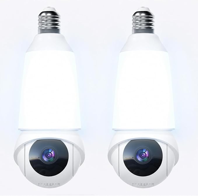 Light Bulb Security Camera, 5G&2.4GHz WiFi Light Bulb Cameras Wireless Outdoor Indoor, 2 in 1 Lightbulb Camera for Home Security, 2K HD Color Night Vision, Smart AI Motion Detection, 911 Emergency