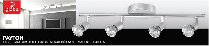 Globe Electric 58932 Payton Collection 4 Bar Track Light, Matte Silver, Bulb Not Included