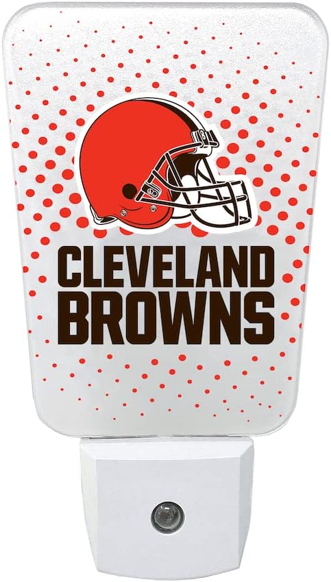Party Animal NFL Team LED Night Light, with Auto Sensor and 3 Light Settings, Slim 5-Inch Design fits Standard Outlets, Cleveland Browns
