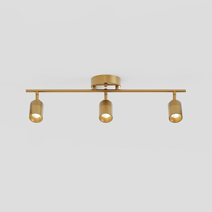 Shura Antique Brass 3-Light Track Light with Rotatable Heads, Integrated LED Bulbs, 2 ft. Track Lighting Kit, 3000k, 1470 Lumens