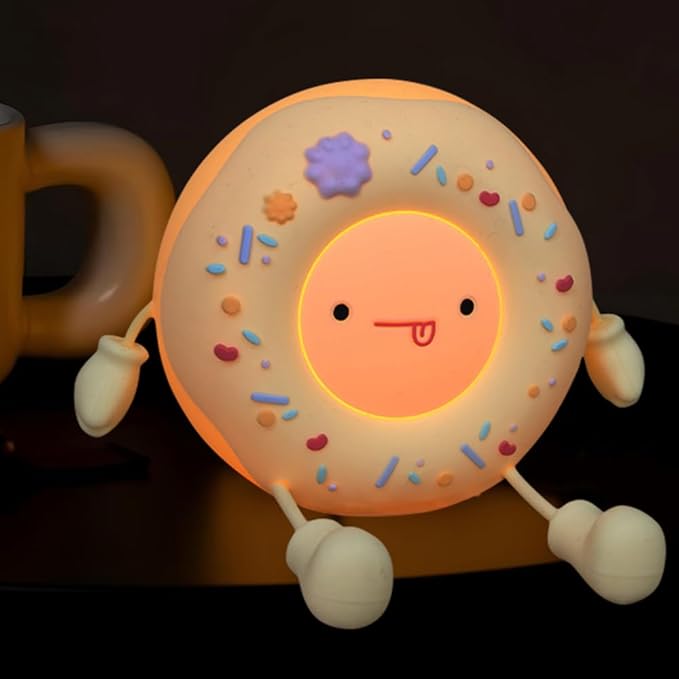 Doughnut Night Light - Kawaii Donut Bedside Night Lamp Desk Decor USB Recharging, Delay-off Bedroom Sleep Light, Cute Gifts for Girls, Boys, Teens, Friends Birthday, Thanksgiving, Christmas