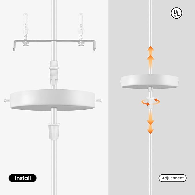 White Pendant Light Kit, Vintage Hanging Light Kit, Hardwired Lamp Kit | E26 E27 Ceiling Pendant Light Fixture, Adjustable Lamp Socket Pendant Light Wiring Kit Ceiling Light Kit, No Bulb