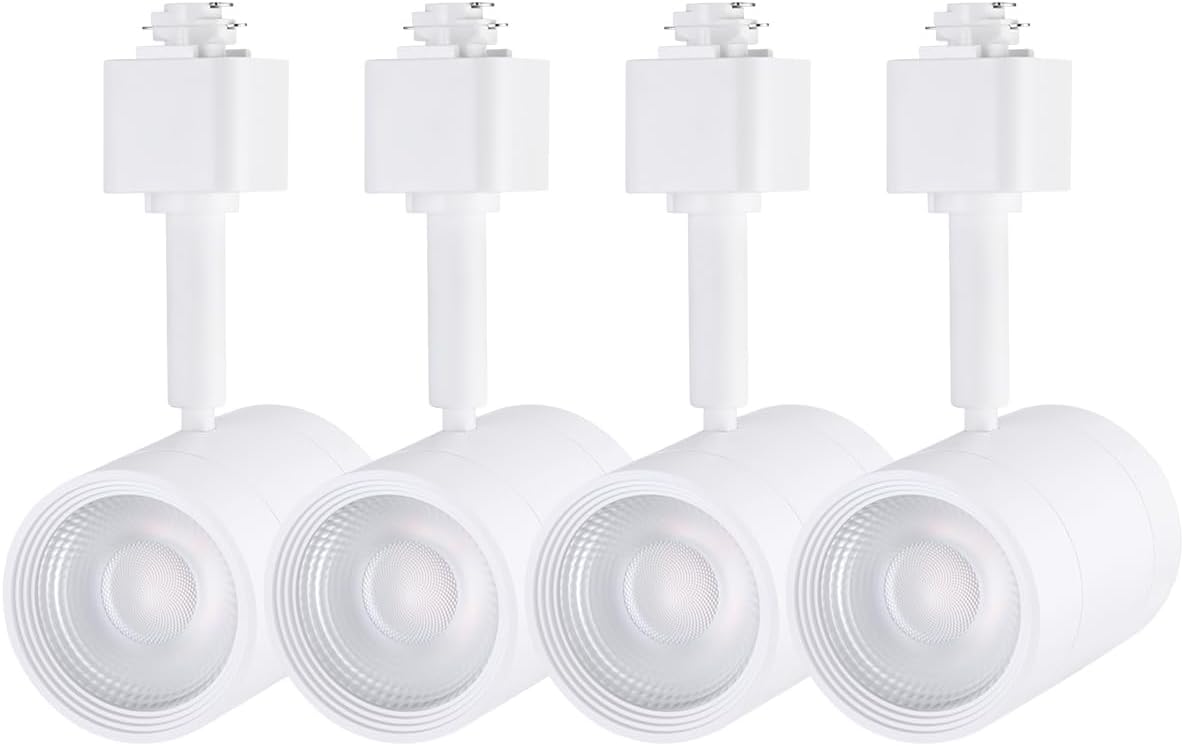 LEONLITE Small Space Series 8.5W LED H Track Lighting Heads, ETL Listed, Dimmable H Track Light Heads for Store Shop Cafe, CRI90, H Track Lighting, 2700K Soft White, Matte White, Pack of 4
