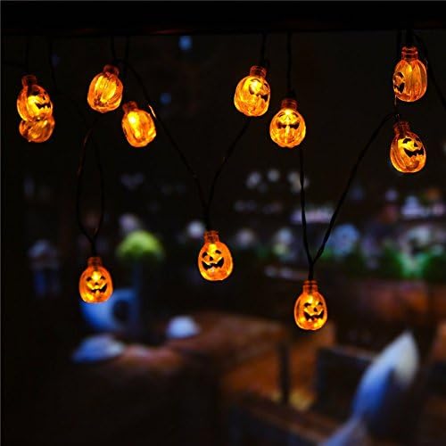 Hann® Solar LED String Lights, 30LED Crystal Ball | Lanterns | Moroccan Orb Ball | Cute Ghost Pumpkin Waterproof Outdoor Decorative String Lights for Christmas Garden Halloween (Pumpkin)