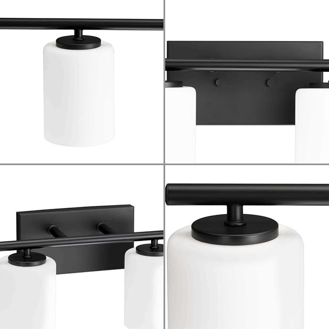 Progress Lighting Replay Collection 48 in. 6-Light Textured Black Etched White Glass Modern Bath Vanity Light