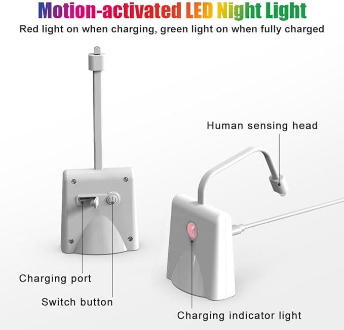 Toilet Night Lights, 2PCS Motion Sensor with Star Projector, USB Rechargeable 16 Colors Changing LED Bowl Lights, Bathroom Accessories Decor, Funny Gift for Men, Women, Kids