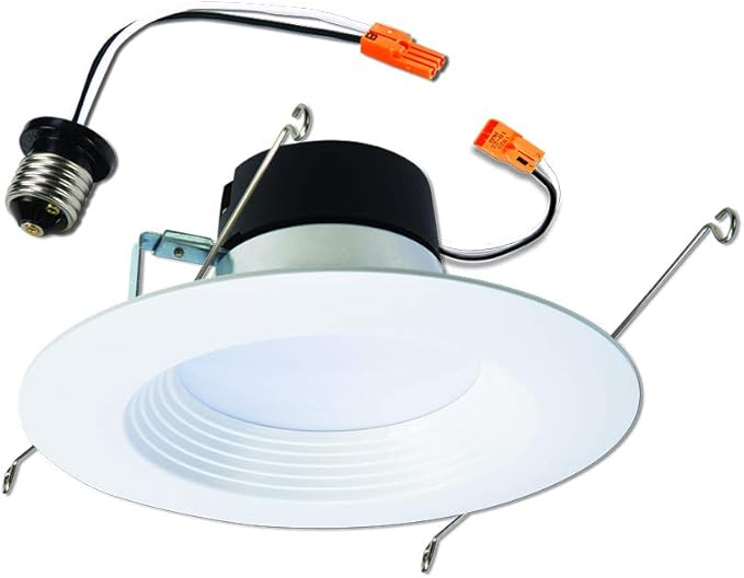 HALO LT 5 in / 6 in LED Recessed Lights Retrofit Can Light Fixtures 6 Pack 3000K Warm White 750 Lumens Wet Location Dimmable Ceiling Downlights with Baffle White Trim