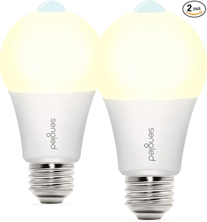 Sengled Motion Sensor Light Bulbs, A19 LED Dusk to Dawn Bulbs 3000K Soft White, Motion Activated Indoor Outdoor Light Bulbs 8.8W (60W Equivalent) 800 Lumens for Porch, Garage, Hallway, 2 Pack