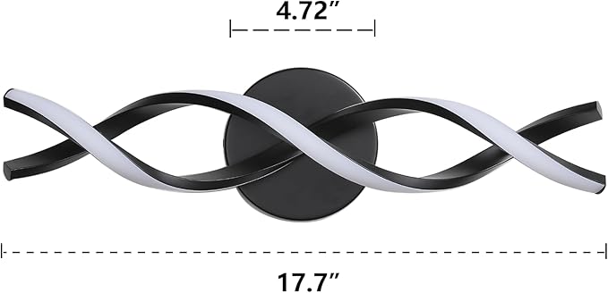 Modern Black LED Vanity Lighting,Bathroom Light Fixture Over Mirror,18 Inch,6000K Cool White