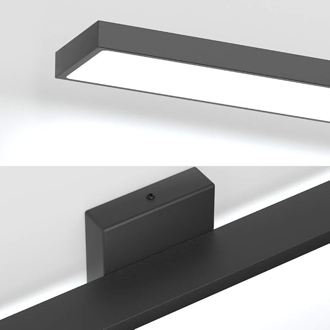 Ralbay 48inch Dimmable Modern LED Black Vanity Light 46W Frosted Aluminum for Bathroom Vanity Lighting Fixtures Cool White 6000K