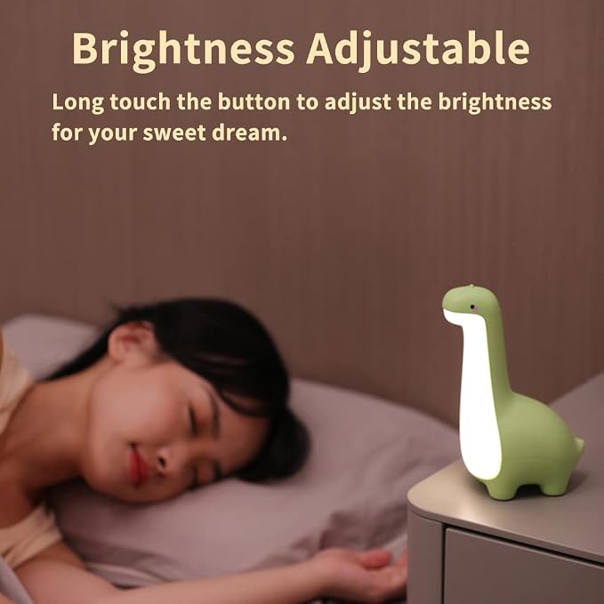 Dinosaur Night Light, Adjustable Night Lamp for Kids Girls Boys, USB Rechargeable Touch Control Bedside Sleep Lamp, Cute Dinosaur Birthday Gifts for Toddlers,Teens, Friends, Blue