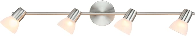 XiNBEi Lighting Track Light, Modern Fixed Rail Lighting with Glass, 4 Light Kitchen Ceiling Light Brushed Nickel XB-TR1237-4-BN