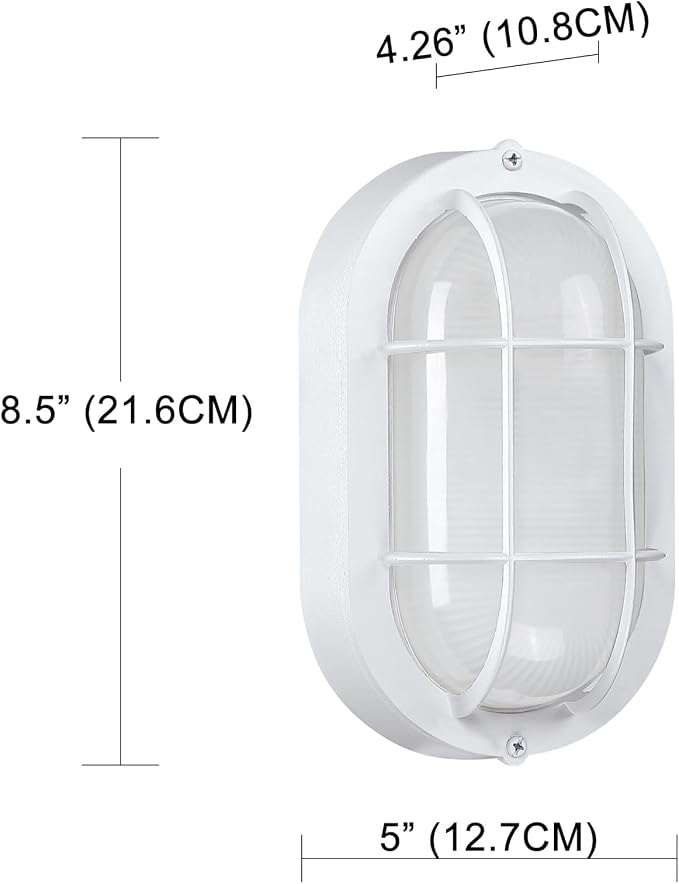 WISBEAM LED Bulkhead Light, Outdoor LED Wall Light for House, Dimmable, 6W Replace 60W, 450 Lumen 3000K Daylight White 80CRI, Waterproof, ETL Rated