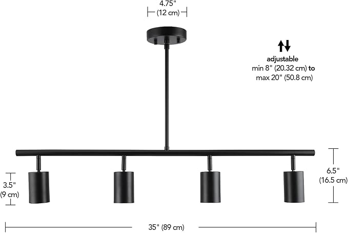 Globe Electric 60222 Willard 4-Light Adjustable Height Track Lighting, Matte Black