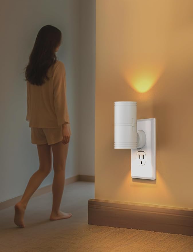 Night Light Plug into Wall, 2 Pack Dimmable LED Nightlight with Dusk to Dawn Sensor, Soft White Glow, for Hallway, Bathroom, Bedroom, White