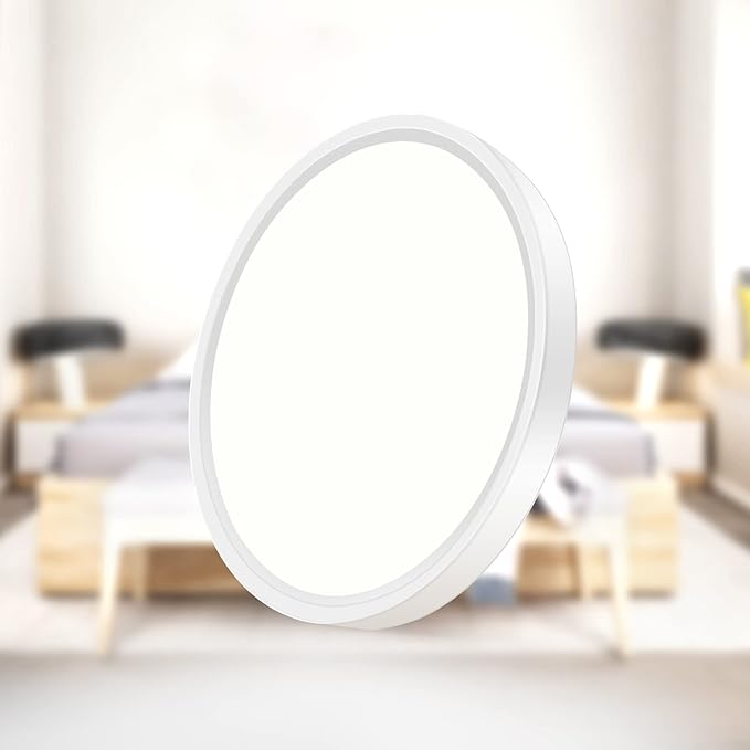 inShareplus 7inch LED Ceiling Light Fixture, White 12W(120W Equiv) 5000K Daylight White Flush Mount Ceiling Lights, Super Bright, Ultra-Thin, 1500LM Ceiling Lamp for Bedroom, Kitchen, Office, Hallway