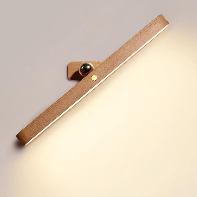 Led 360° Rotatable Magnetic Battery Operated Wall Lights USB Rechargeable Dimmable Led Vanity Night Light for Reading Light, Makeup Light and Household Lighting (Brown 1PCS)