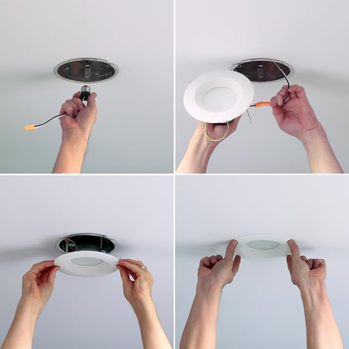 Halo LT 5 in / 6 in Integrated LED Recessed Ceiling Light Trim 720 Lumens 2700K Warm White 90 CRI Title 20 Compliant Wet Location Listed Retrofit Downlight