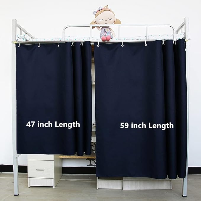 Gxi Navy Blackout Bottom Bunk Bed Curtain Single Bed Shading Decor | Privacy Canopy Loft Under Dormitory Bed Curtain,1PC