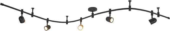 Catalina Lighting 19657-002 Transitional 5-Light Flexible Track Lighting Kit with Metal Shades, LED Bulbs Included, 96", Dark Bronze