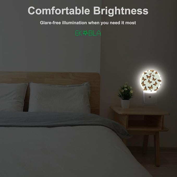 EKOBLA Monarch Butterfly Night Light, Butterfly Night Lights Plug Into Wall with Dusk to Dawn Auto Sensor for Bedroom, Bathroom and Corridor