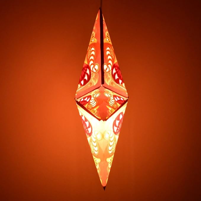 Ganasha Red Paper Star Lantern with 12 Foot Power Cord Included