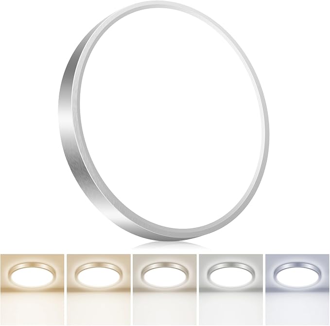 hepside 1PACK Flush Mount LED Ceiling Light Fixture 5CCT 7Inch 15W & 100W Equivalent Closet Light Fixture,Small Round Slim Surface Ceiling Lamp for Hallway,Bathroom,Bedroom,Kitchen,Interior