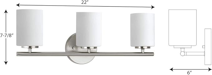 Replay Collection 3-Light Etched White Glass Modern Bath Vanity Light Brushed Nickel