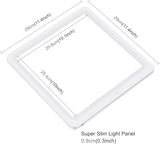 PULUZ LED Photography Shadowless Bottom Light Lamp Panel Pad for 30cm Light Box, Photography Softbox Bottom Light for Food Jewelry Cosmetic Crafts Type-C Plug
