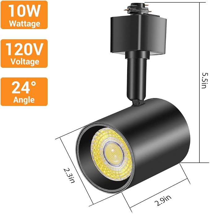 VANoopee 16-Pack 5-Color LED Track Lighting Heads H Type Track Light Heads Dimmable, 2000K 3000K 4000K 5000K 6000K Adjustable, Flicker Free CRI90+ 24° 10W 800lm, Black