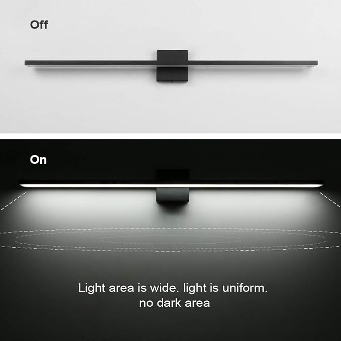 Ralbay 40inch Modern LED Black Vanity Light 36W Frosted Aluminum for Bathroom Vanity Lighting Fixtures Cool White 6000K