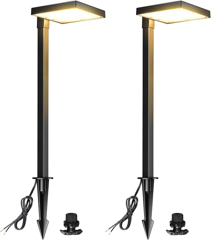 LUTEC 2 Pack Low Voltage Pathway Lights, Aluminum 12V Landscape Lighting with Connectors，IP65 Waterproof Anti-Glare Wired LED Pathway Lights, 5W 500LM Warm White 3000K for Pathway, Yard, Garden
