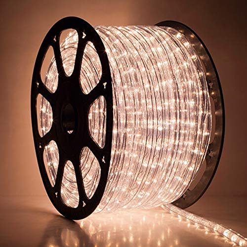 Wintergreen Lighting 150ft 1800-Bulb Incandescent Heavy Duty Rope Light Spool, 120V ETL Indoor Rope Lights Plugin Outdoor Tube Lights ½ Inch, Accessories and Mounting Clips Included, Clear
