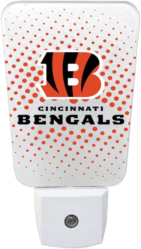 Party Animal NFL Team LED Night Light, with Auto Sensor and 3 Light Settings, Slim 5-Inch Design fits Standard Outlets, Cincinnati Bengals