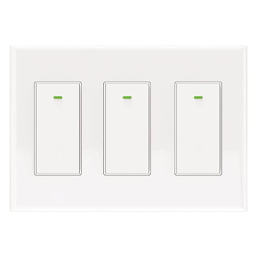 Smart Light Switch Compatible with Alexa and Google Assistant, WiFi Controlled, Schedule and Remote Access, Neutral Wire Required (3 Gang Smart Switch)