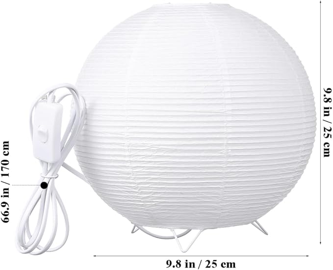 Paper Lantern Lamp: Floor Lamp Shield Japanese Style Standing Lampshade for Bedroom Desk and Nursery Bulb Included Minimalist Design with Base for Home Decor